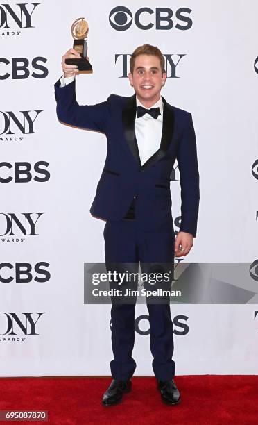 Ben Platt, winner of the award for Best Actor in a Musical for 'Dear Evan Hanson, poses in the press room during the 2017 Tony Awards at 3 West Club...