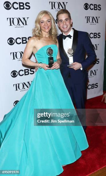 Rachel Bay Jones, winner of the award for Featured Actress in a Musical for Dear Evan Handler and Ben Platt, winner of the award for Best Actor in a...