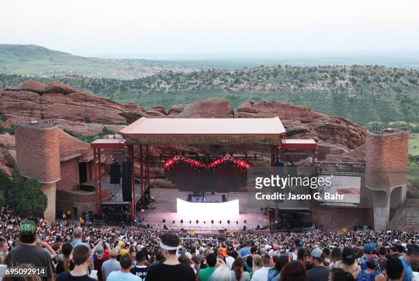 General atmosphere while Jai Wolf performs at Red Rocks Amphitheatre on June 11, 2017 in Morrison, Colorado.