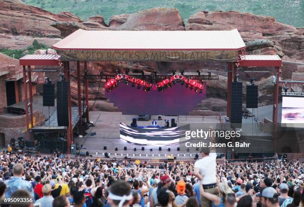 General atmosphere while Jai Wolf performs at Red Rocks Amphitheatre on June 11, 2017 in Morrison, Colorado.