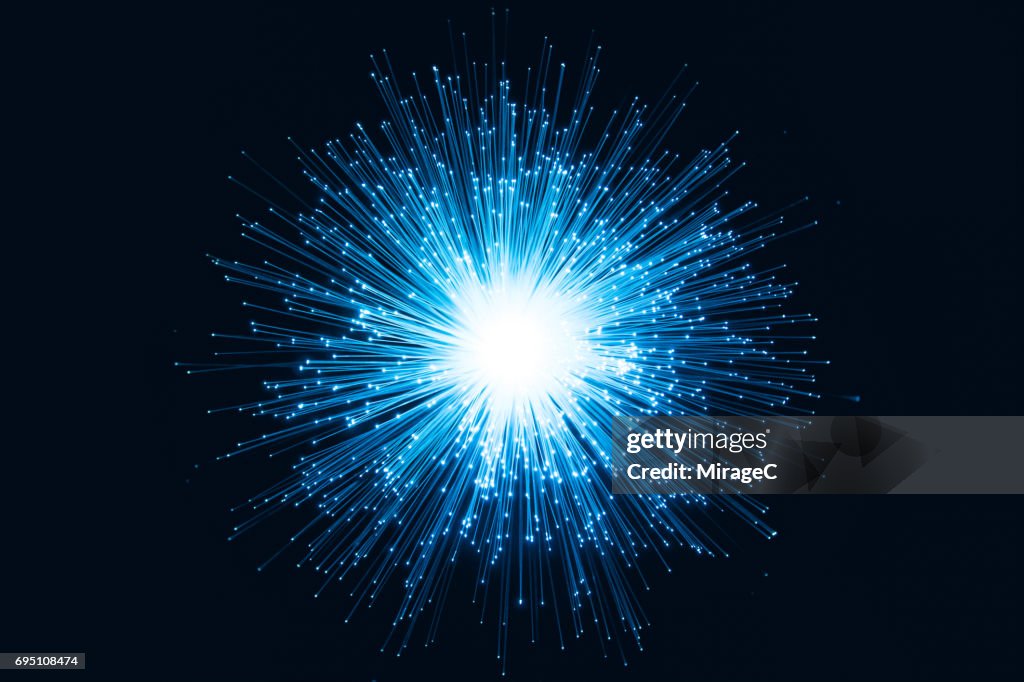 Illuminated Blue Radial Shape Fiber Optic