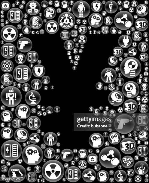 yen robots and robotics black vector button pattern - exoskeleton icon stock illustrations