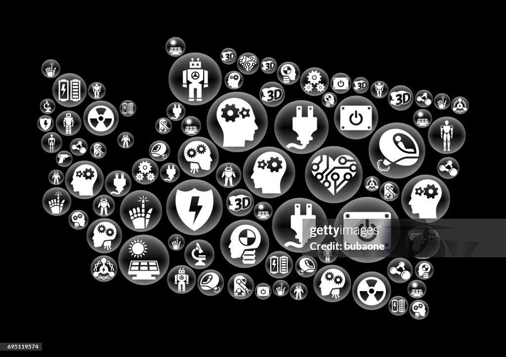 Vector Robots Button Washington Robots And Robotics Black Vector Button Pattern High-Res ...