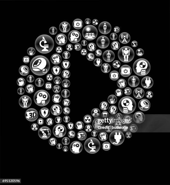 play button robots and robotics black vector button pattern - green start button stock illustrations