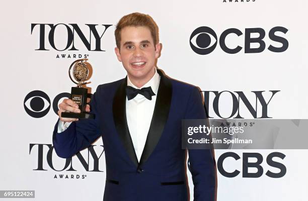 Ben Platt, winner of the award for Best Actor in a Musical for 'Dear Evan Hansen, poses in the press room during the 2017 Tony Awards at 3 West Club...