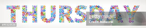 thursday future and futuristic technology vector buttons. - graduation day stock illustrations