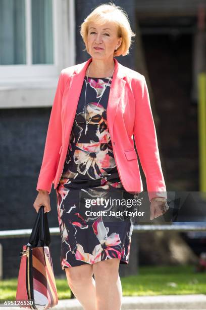 Leader of the House of Commons, Andrea Leadsom arrives at 10 Downing Street on June 12, 2017 in London, England. The Cabinet meets for the first time...