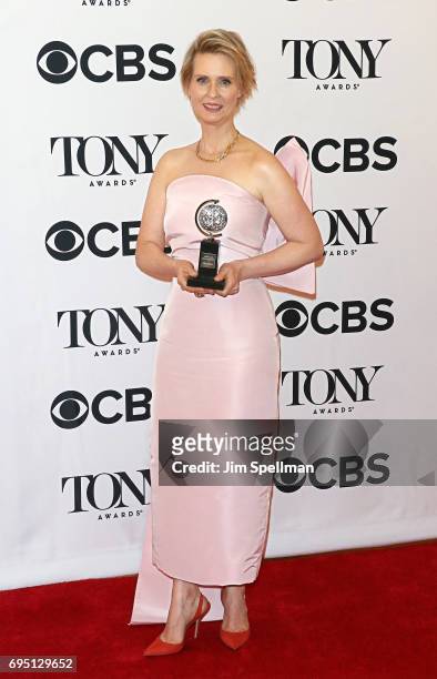 Actress Cynthia Nixon, winner of the award for Best Featured Actress in a Play for ?The Little Foxes,? poses in the press room during the 2017 Tony...