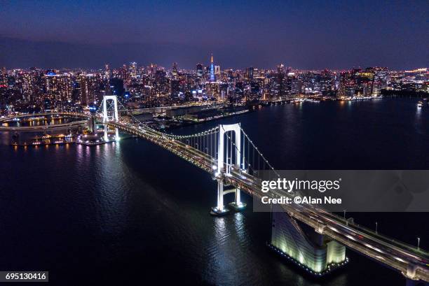 tokyo bay from the air - 郊外の風景 stock-fotos und bilder