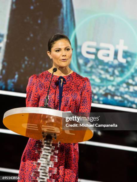 Princess Victoria of Sweden attends EAT Stockholm Food Forum at the Clarion Hotel Sign on June 12, 2017 in Stockholm, Sweden.