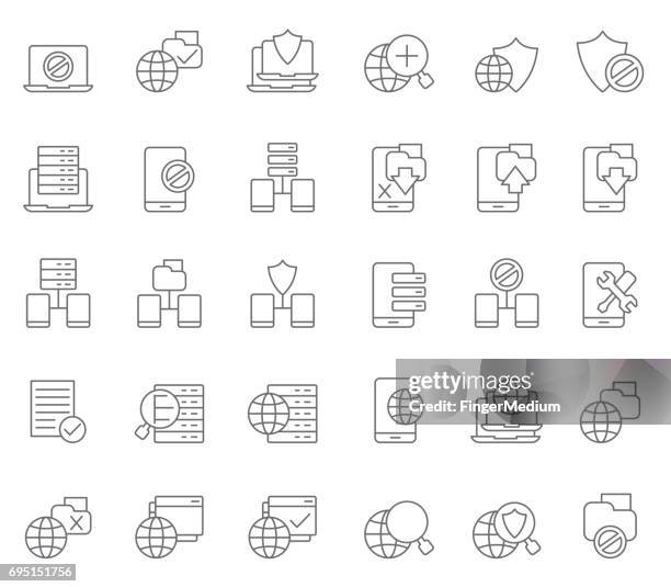 database icon set - database search stock illustrations