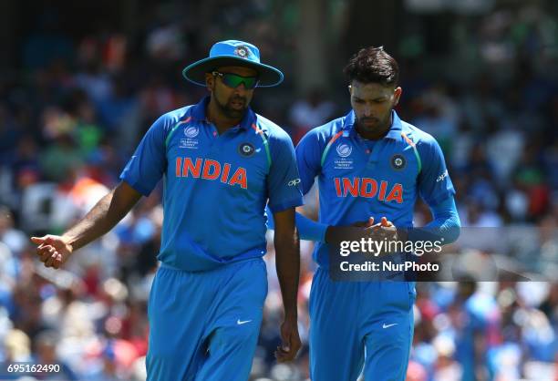 Ravichandran Ashwin of India and Hardik Pandya of India during the Investec International match between England Women and Netherlands Women at The...