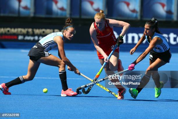 Nicola White of England during the Investec International match between England Women and Argentina Women at The Lee Valley Hockey and Tennis Centre...
