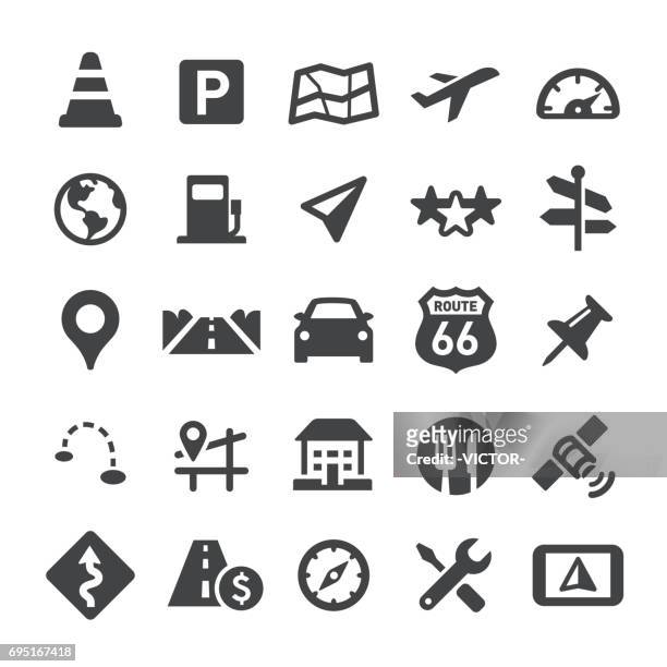navigation and map icons - smart series - co pilot stock illustrations
