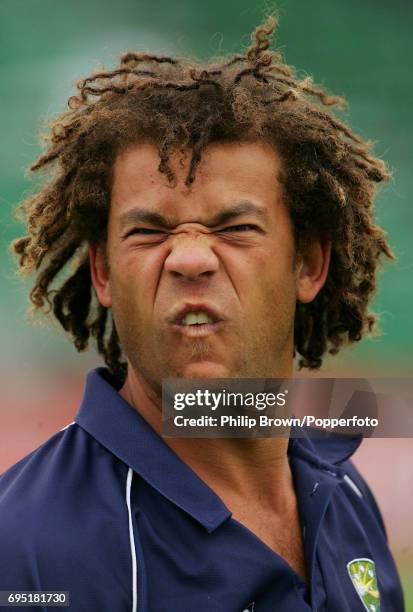 Andrew Symonds of Australia pulls a face after being dropped from the NatWest One Day International against Bangladesh for breaking team rules at...