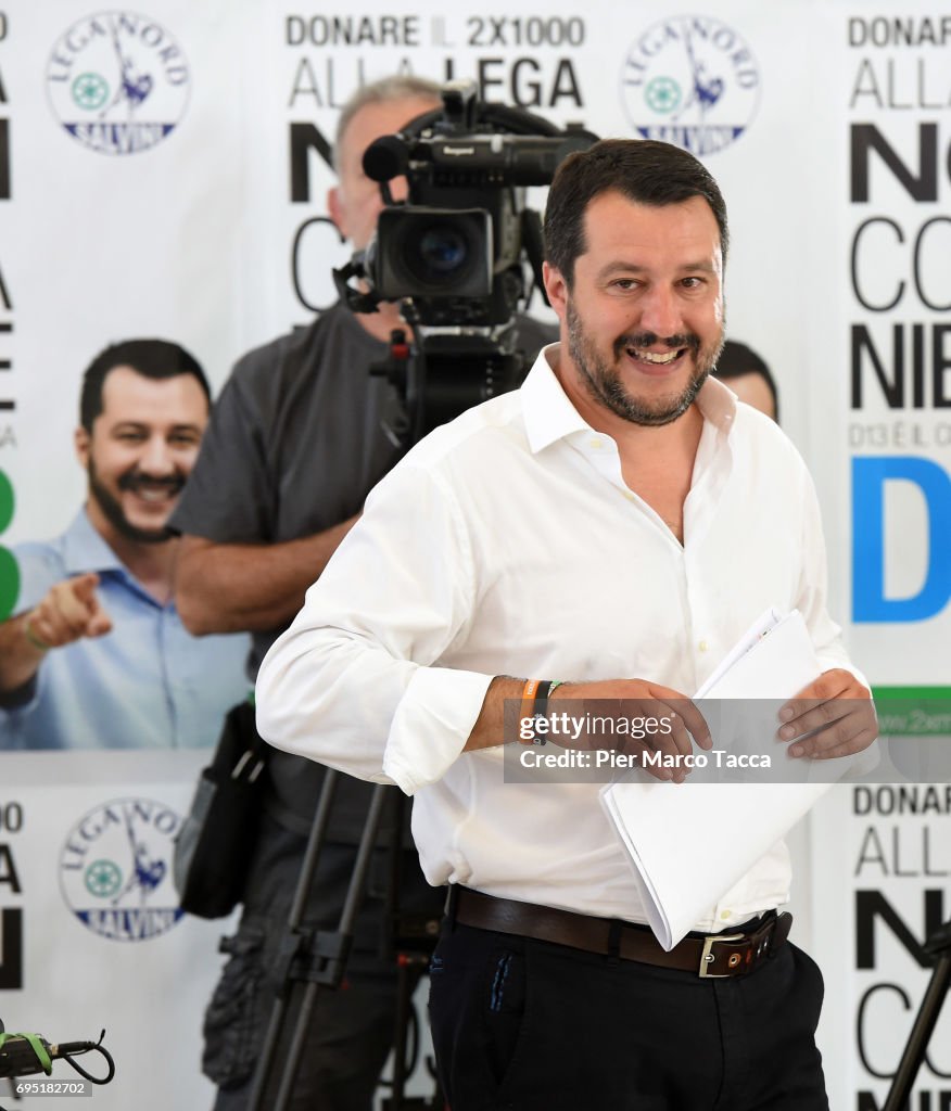 Lega Nord Leader Matteo Salvini Holds Post Election Press Conference