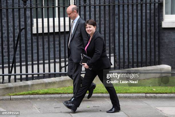 Leader of the Scottish Conservatives Ruth Davidson arrives before British Prime Minister Theresa May holds the first Cabinet meeting with her...