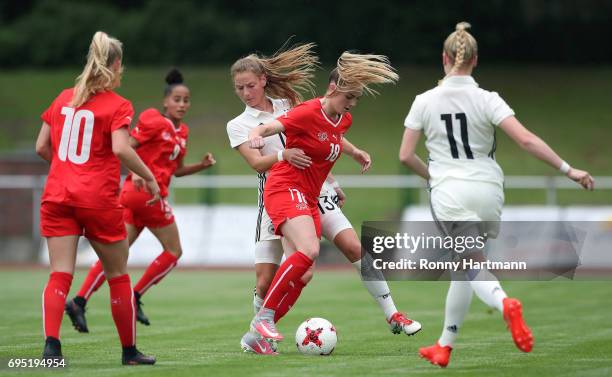 Alisha Lehmann of Switzerland, Amira Arfaoui of Switzerland, Sarai Linder of Germany, Camille Surdez of Switzerland and Anna Gerhardt of Germany...