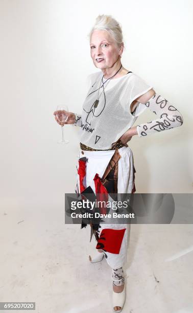 Vivienne Westwood attends the Vivenne Westwood SS18 show during the London Fashion Week Men's June 2017 collections on June 12, 2017 in London,...