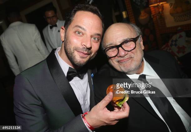 Nick Kroll and Danny Devito pose at the 2017 DKC/O&M Tony After Party at The Carlysle Hotel on June 11, 2017 in New York City.