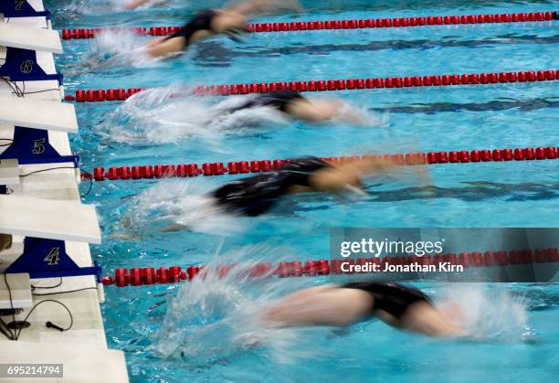 swim meet action - championship day four stockfoto's en -beelden