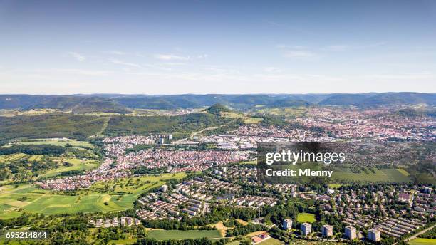 aerial view over reutlingen swabian alb germany - stuttgart germany stock pictures, royalty-free photos & images