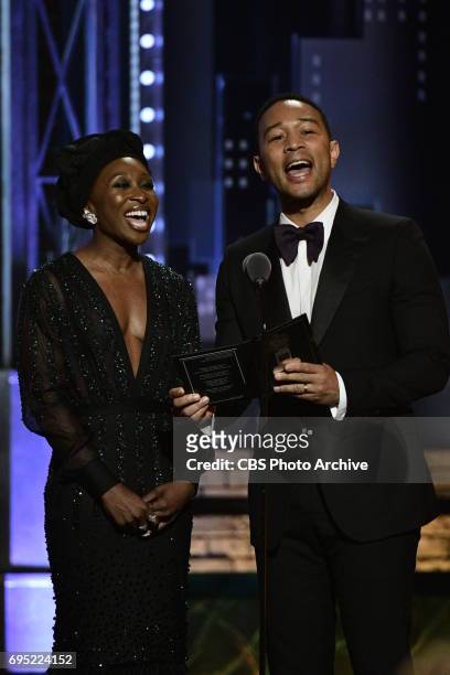 Cynthia Erivo and John Legend at THE 71st ANNUAL TONY AWARDS broadcast live from Radio City Music Hall in New York City on Sunday, June 11, 2017 on...