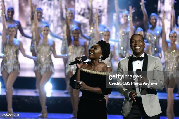 Cynthia Erivo, Leslie Odom Jr., and the Radio City Rockettes at THE 71st ANNUAL TONY AWARDS broadcast live from Radio City Music Hall in New York...