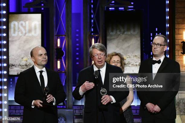 Rogers, far left, winner of Best Play for Oslo at THE 71st ANNUAL TONY AWARDS broadcast live from Radio City Music Hall in New York City on Sunday,...