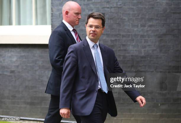 Northern Ireland secretary James Brokenshire leaves 10 Downing Street on June 12, 2017 in London, England. British Prime Minister Theresa May held...