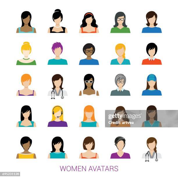 female avatar collection - sports head stock illustrations