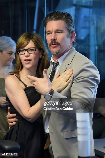 Singer-songwriter Lisa Loeb and actor Ethan Hawke visit 'Andy Cohen Live' hosted by Andy Cohen on his exclusive SiriusXM channel Radio Andy at the...