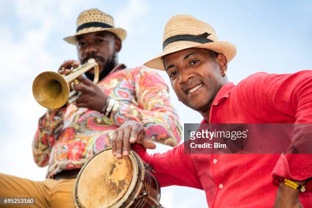 cuban musician with trumpet, havana, cuba - conga stock pictures, royalty-free photos & images