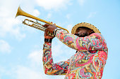 Cuban musician with trumpet, Havana, Cuba