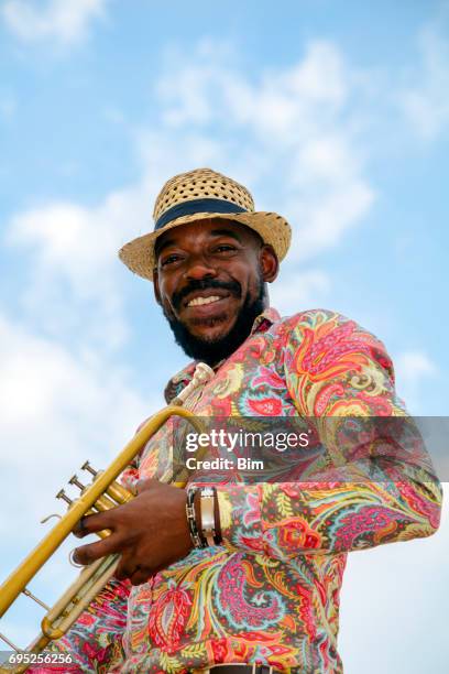cuban musician with trumpet, havana, cuba - antilles stock pictures, royalty-free photos & images