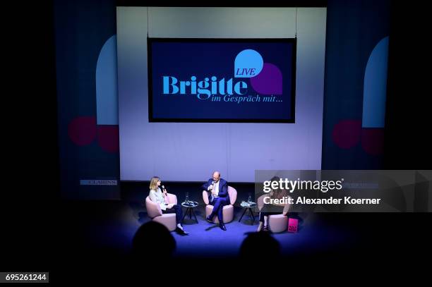 Martin Schulz speaks on stage during the Brigitte Live talk at Maxim Gorki Theater on June 12, 2017 in Berlin, Germany.