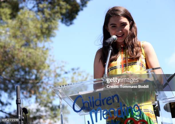 Honoree Rowan Blanchard speaks onstage during Children Mending Hearts' 9th Annual Empathy Rocks on June 11, 2017 in Bel Air, California.