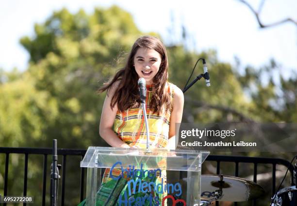 Honoree Rowan Blanchard speaks onstage during Children Mending Hearts' 9th Annual Empathy Rocks on June 11, 2017 in Bel Air, California.