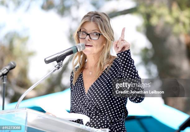 Children Mending Hearts, Lysa Heslov speaks onstage at Children Mending Hearts' 9th Annual Empathy Rocks on June 11, 2017 in Bel Air, California.