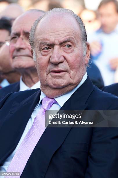 King Juan Carlos attends COTECT event at the Vicente Calderon Stadium on June 12, 2017 in Madrid, Spain.