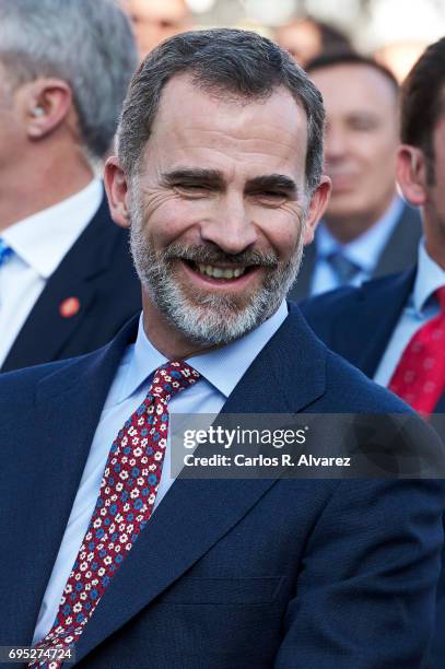 King Felipe VI of Spain attends COTECT event at the Vicente Calderon Stadium on June 12, 2017 in Madrid, Spain.