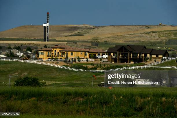 Large new drilling operation sits near the Denver and Front Range Landfills close to housing subdivisions on June 7, 2017 in Erie, Colorado. Some...