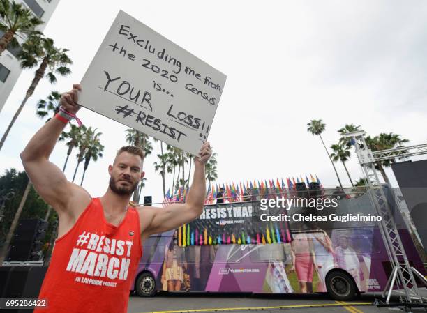 Participant attend the LA Pride ResistMarch on June 11, 2017 in West Hollywood, California.