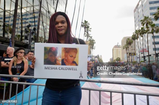 Blossom Brown attends the LA Pride ResistMarch on June 11, 2017 in West Hollywood, California.