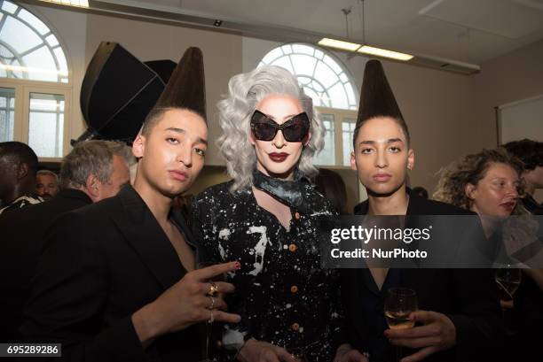 General view of Vivienne Westwood backstage during the London Fashion Week Men's in London on June 12, 2017. British iconic fashion designer Vivienne...