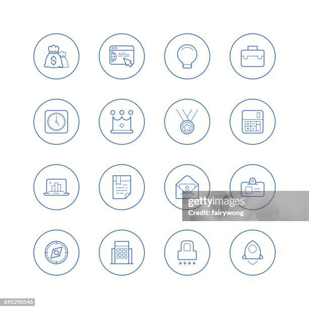business and office icons - newspaper clips stock illustrations