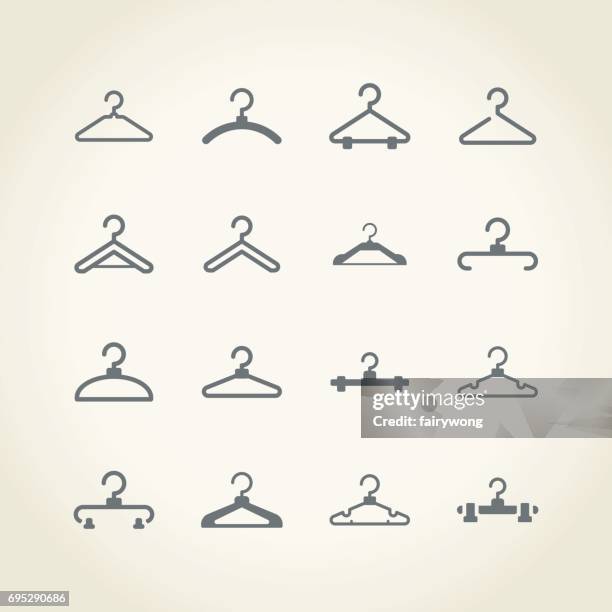 stockillustraties, clipart, cartoons en iconen met doek hanger pictogrammen - kledinghanger
