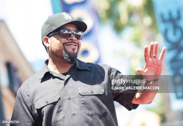 Rapper/actor Ice Cube attends his star unveiling ceremony on the Hollywood Walk of Fame, on June 12 in Hollywood, California. / AFP PHOTO / VALERIE...