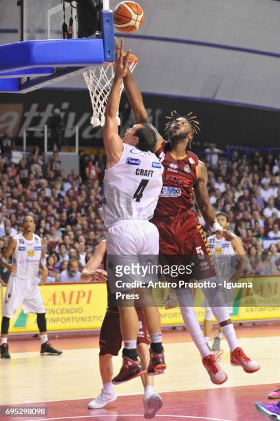 Aaron Craft of Dolomiti competes with Julyan Stone of Umana during the match game 1of play off final series of LBA Legabasket of Serie A1 between...