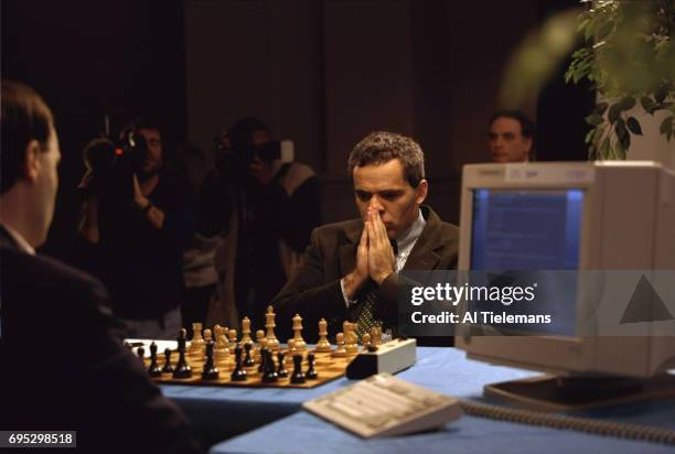 Garry Kasparov upset during match vs the IBM supercomputer Deep Blue.  News Photo - Getty Images